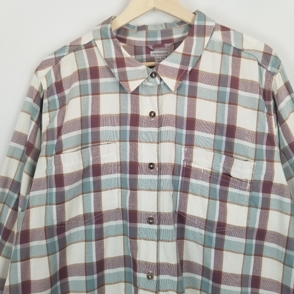 Carhartt Plaid Button Down Front Shirt XXL 100% Cotton - Picture 3 of 16